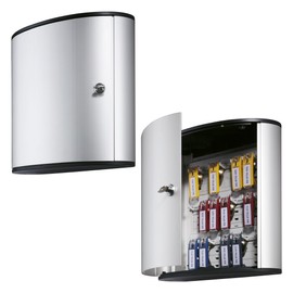 Durable Wall Mounted Secure Key Cabinet with Keyed Lock, Holds 18 Key Tags, 11-3/4 x 4-5/8 x 11 Inches, Brushed Aluminum (195123)