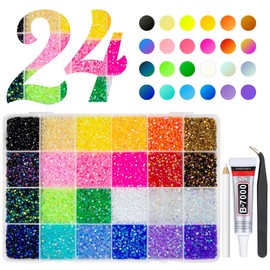 qiipii 24 Color 3mm Jelly Resin Rhinestones for Bedazzling Crafting Flatback Stones Bedazzler Kit Colorful Gems Diamonds Charms for Nails Eyes Face Makeup Tumblers Bottles DIY Crafts Shoes Phones