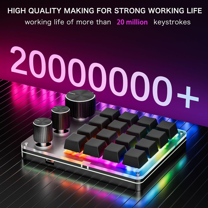 Macro Pad, Macro Keyboard, Programmable Keypad Customized, 16 Key Mini