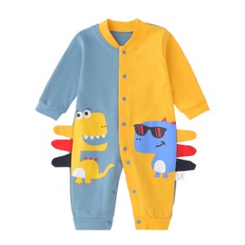 LIKPOJA Newborn Baby Clothes Set Unisex Baby Onesie Outfit One-Pieces Summer Long Sleeve Jumpsuit Dinosaur Rompers for Baby Boys and Girls Gifts(Dinosaur E,0-3 Months)