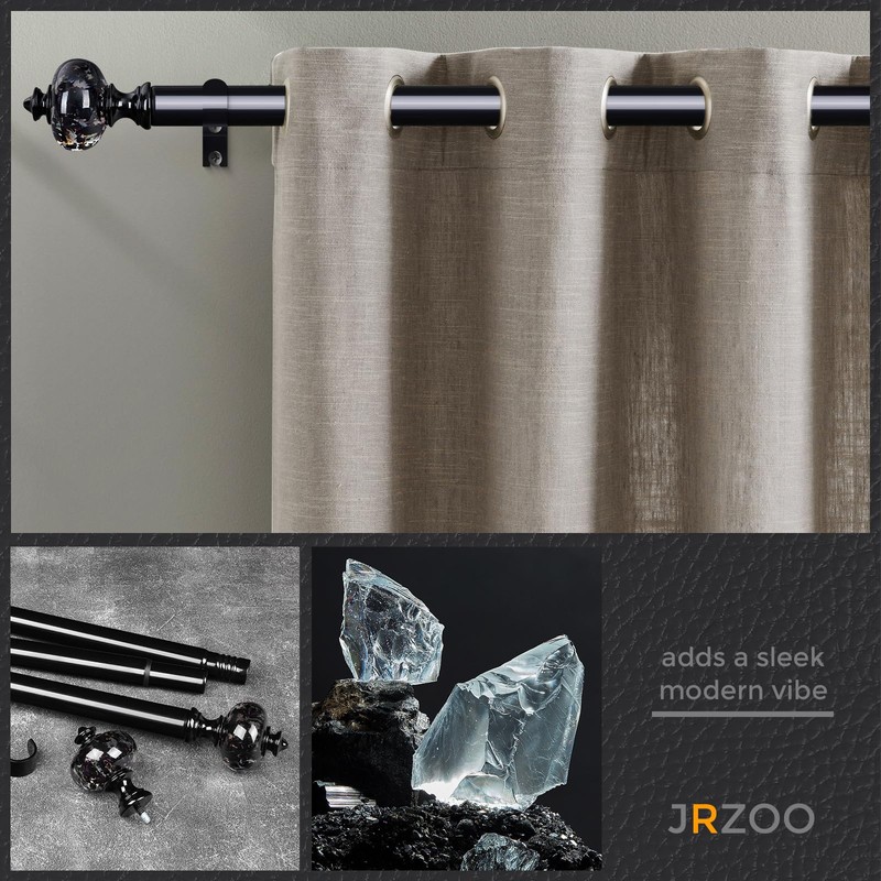2 Pack Black Curtain Rod for Windows 28 to 48