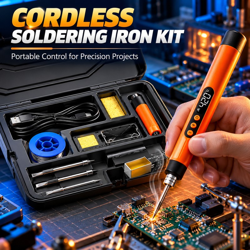Cordless Soldering Iron Kit for Electronics Repair – Adjustable 300–450°C
