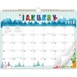 2026 Calendar - 2026 Wall Calendar, Jan. 2026 - Dec. 2026, 14.6'' x 11.4", 12 Months Hanging Monthly Calendar 2026, Holidays, Large Block, Twin-Wire Binding- 12 Different Themes