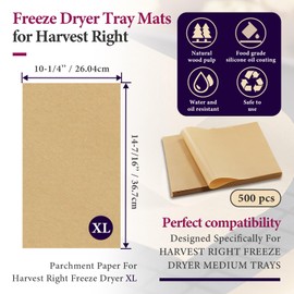 500 Packs Freeze Dryer Tray Mats For Harvest Right Freeze Dryer Accessories for Extra Large Trays, Parchment Sheets, Freeze Dryer Tray Mats for Harvest Right
