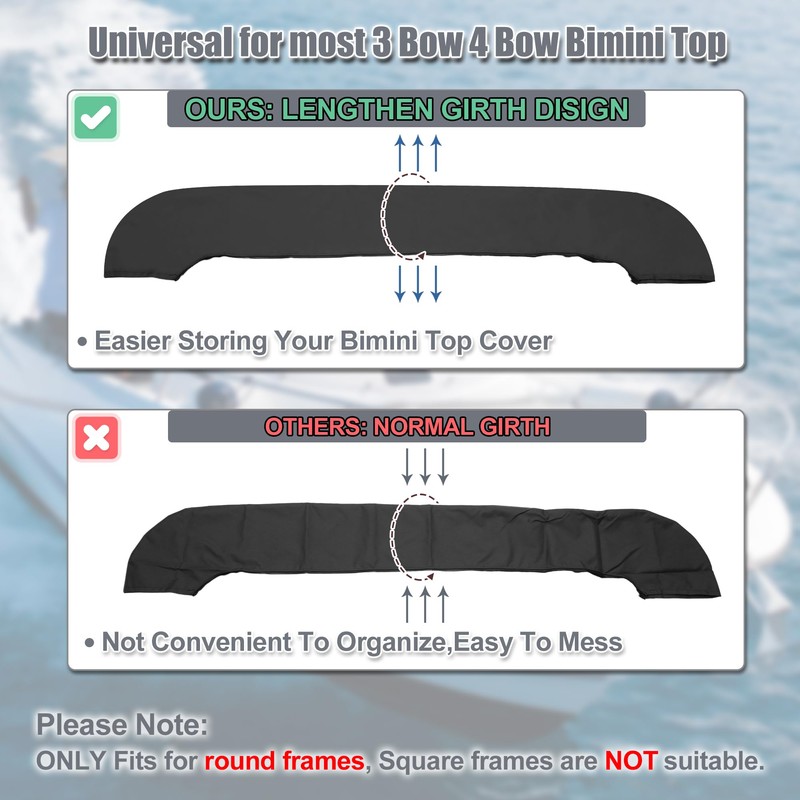X AUTOHAUX Bimini Top Storage Boot Cover Waterproof Boat Bimini