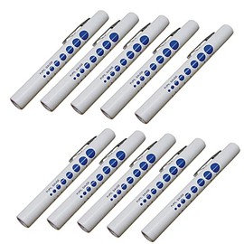 EMI 10 Pack - Bright LED Disposable White Diagnostic Penlights with Imprinted Pupil Gauge - Medical Pen Light for Nurse, Student, EMT, Doctors, and More