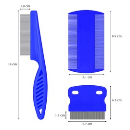 SKYPIA Multipurpose Fine Tooth Grooming Comb - 3 Packs, for Dogs, Cats, Puppies, Kittens, Removes Fleas, Ticks, Lice, Dandruff, and Hair Lice (Blue)