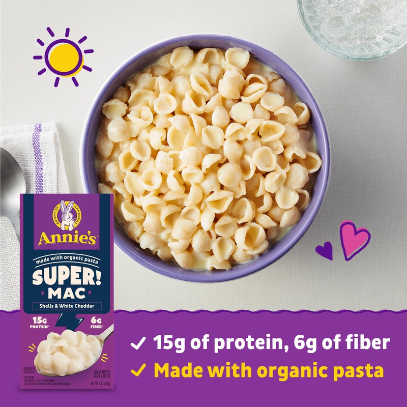 Annie's Super! Mac, Protein Macaroni And Cheese Dinner, Shells &