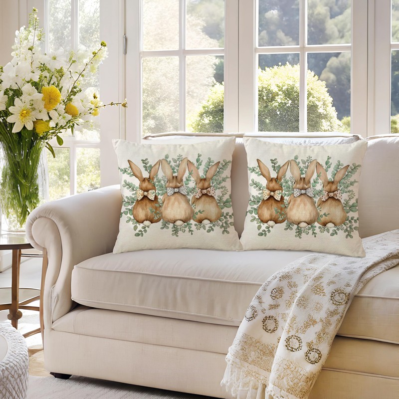 Easter Pillow Covers 16 x 16 Inch Set of 2