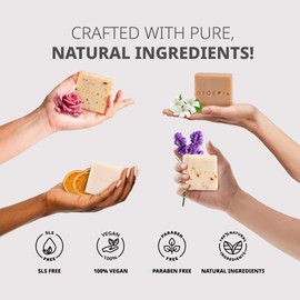 Otoepia Natural Olive Oil Soap Bars - Variety Pack of 8 Scents - Lavender, Orange Blossom, Jasmine, Rose, Mint, Musk, Oud & Chamomile - Moisturizing, Gentle Cleansing - Single Scent Packs Available