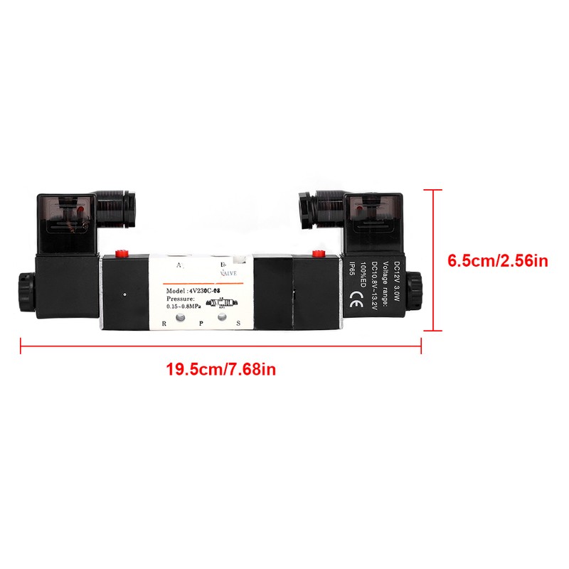DC 12V BSP 1/4 Normally Closed 3 Position 5 Way