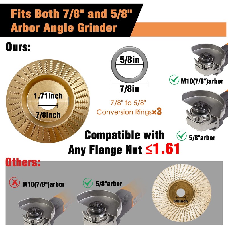11PCS Wood Carving Disc Set for 4" or 4 1/2"
