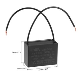 uxcell Ceiling Fan Capacitor CBB61 16uF 250V AC 2 Wires Metallized Polypropylene Film Capacitor 47x34x22mm for Electric Fan Pump Motor Generator 2Pcs