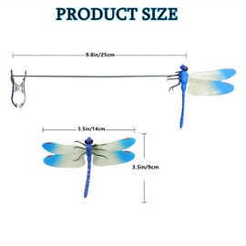 NatureMan 12 Pack Dragonfly Clips, 3D Simulation Dragonfly Pole for Outdoor Indoor Fake Plastics Dragonfly for Garden Stakes Yard Patio Ornaments Fly Scare Devices,Multicolor Waterproof