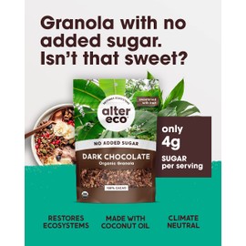 Alter Eco Dark Chocolate Granola, Healthy, Organic Breakfast & Snack, Naturally Sweetened with Fruit, Vegan, No Artificial Sugars or Additives, Regeneratively-Farmed Oats (Dark Chocolate - 3 Pack)