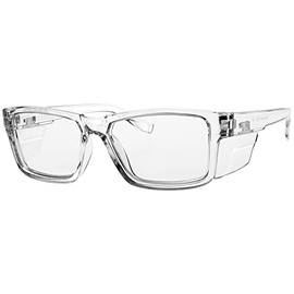 Safety Reading Glasses - Full Lens Magnifying from +1.00 to +3.00 in Clear - ANSI Z87+ Approved Safety Frame (Clear, 1.00) (Clear, 1.50, Diopters)