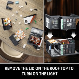 City Coffee House Architecture Building Blocks Set for Adults, Street View Modern Cafe Shop Building Construction Toy with Light, Christmas Birthday Gift for Kids Boys Girls 6-12 (581 PCS)