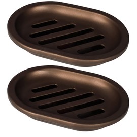 Topsky 2 Pcs Soap Dish for Shower, Double Layer Draining Soap Box with Drip Tray, Plastic - Bronze