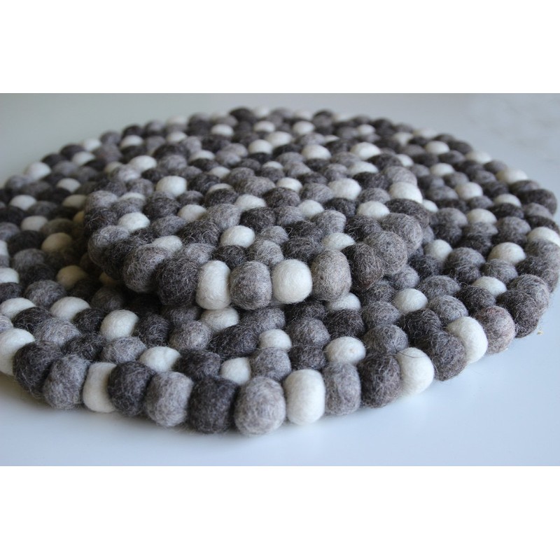 Maharanis Fairtrade Felt Coaster Pot Coaster Pebble Natural Light 22