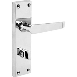 Designer Levers - Victorian Straight Lever Door Handles - Polished Chrome - 1 Pair - Bathroom Locking Door Handle - with Thumbturn
