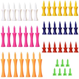 XENQITO 49 Stück Golf Tees Kunststoff, 7 Größen, 25mm,31mm,37mm,43mm,51mm,59mm,70mm, Golf-Tees aus Kunststoff, Castle Golf-Tees, Langlebig Abstufung Castle Tee, Premium Langlebig Abstufung Castle Tee