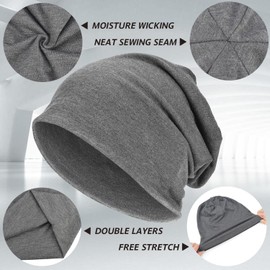 EINSKEY Knit Hat, Men's, Women's, Thin, Sweat Absorbent, Quick Drying, Sports Cap, For Sleeping, Night Cap, Medical Hat, Breathable, Soft, Unisex, Beanie, 03 Black, Dark Grey, Light Grey, Light White