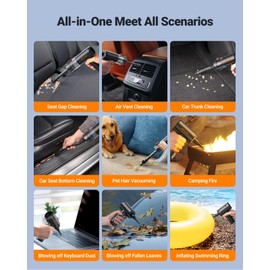 SEALIGHT Car Vacuum Portable Cordless, 22000PA Mini Vacuum Cleaner and Air Duster, 4 in 1 Hand Held Vacuum with Car Accessories, Cordless Vacuum Cleaner for Car, Pet, Home, Office