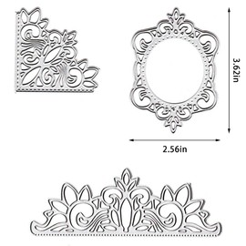 3pcs Metal Flower Frame Cutting Dies, Hollow Out Lace Flowers Die Cuts Embossing Stencils Template Mould for Card Scrapbooking and DIY Craft Album Paper Card Decor