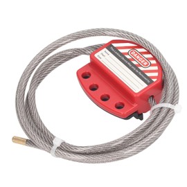 Tagout Cable Lock Adjustable Lockout Device, Stainless Steel 4 Key Hole for Repair Management, with PVC, 1.8m Cable Length