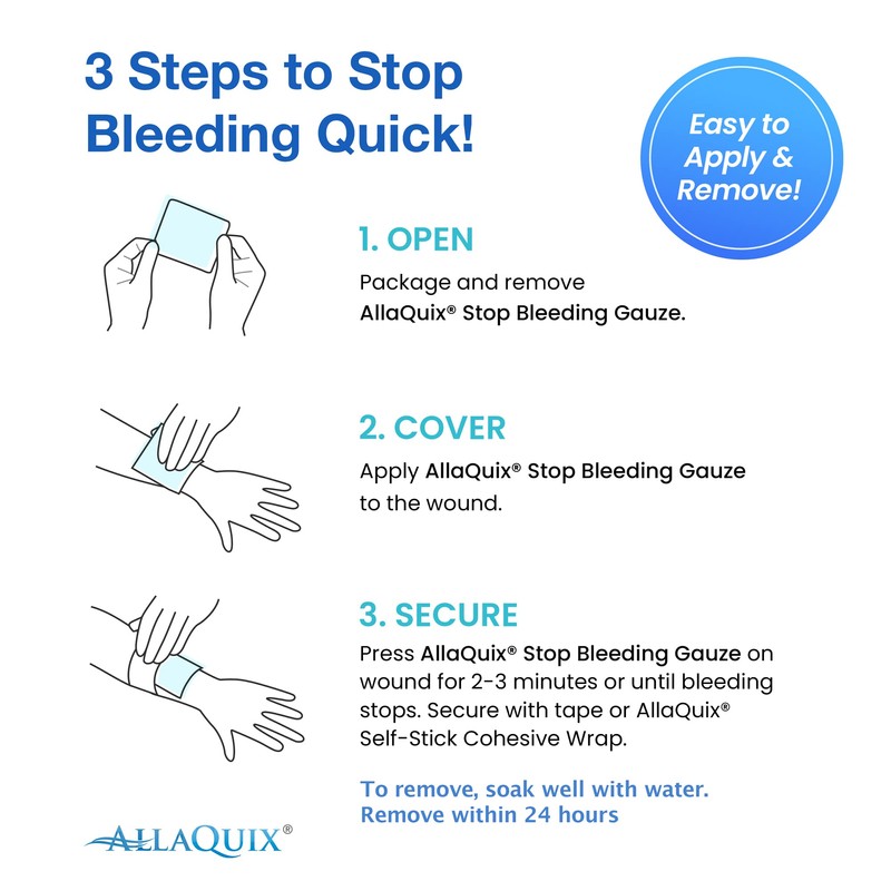 AllaQuix Stop Bleeding Gauze Pads – (2"x2") | Hemostatic Wound