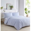 Gingham Duvet Sets Check Bedding Quilt Cover Pillow Cases (Blue,