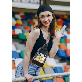 Shrrie Clear Sling Bag Backpack for Women Men Clear Crossbody Bag Stadium Approved for Concert Sports Events Black