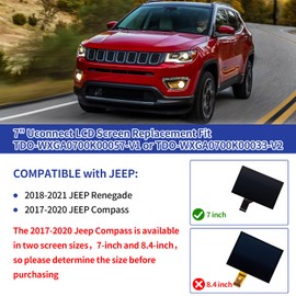 TsuperU 7" Uconnect Screen Replacement Fit 2017-2020 Jeep Compass Radio Touch Screen, LCD Display and Digitizer for Jeep Renegade Touchscreen Navigation TDO-WXGA0700K00033-V2 TDO-WXGA0700K00057-V1