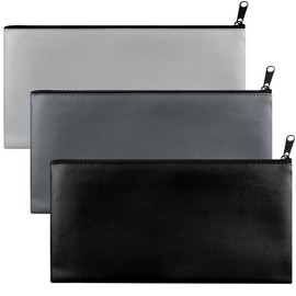 Pack of 3 Wallets Bank Bag, A5 Wallet, Small Fireproof Wallet, PU Document Bag with Zip, for Money Storage to Protect Small Valuables (27 x 14 cm)