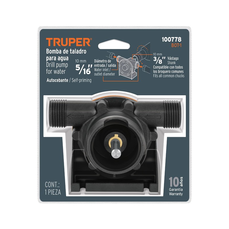 Truper BOT-1, Bomba autocebante para uso con taladro compatible con