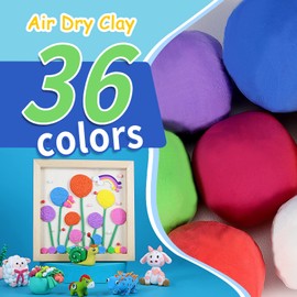 QMAY Air Dry Clay, 36 Colors Ultra Light Modeling Clay Magic Clay, No-Toxic Modeling Clay & Dough, Modeling Clay for Kids with Tools, Gift for Kids
