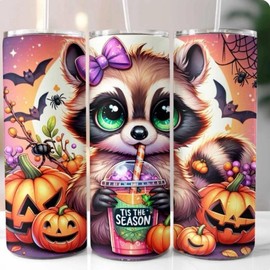 Waterbottletumbler 20 oz Reusable Portable Water Bottle with Lid Washable Cup Mug Ideal for Everyday Use Drinkware Featuring Raccoon Design Non-BPA Free - Bottled:_85