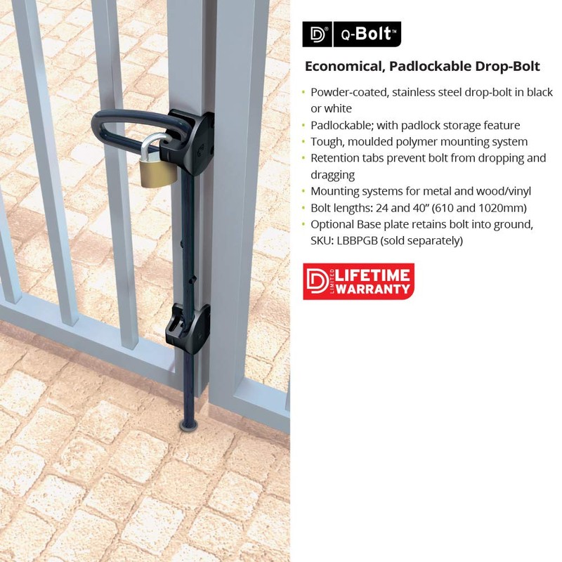 D&D Technologies QB140 Q-Bolt Drop Bolt, Padlockable with Padlock Storage