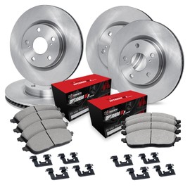 R1 Concepts Front Rear Brakes and Rotors Kit |Front Rear Brake Pads| Brake Rotors and Pads| Optimum OEp Brake Pads and Rotors |Hardware Kit|fits 2003-2011 Honda Element