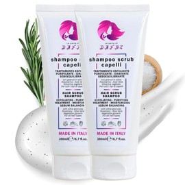Le Perle di Dafne Scrub Shampoo für die Kopfhaut mit Kieselgranulat und Aloe Vera, Peeling und Feuchtigkeit, entfernt abgestorbene Hautzellen und stimuliert das Haarwachstum, mit Rosmarinöl (400 ml)