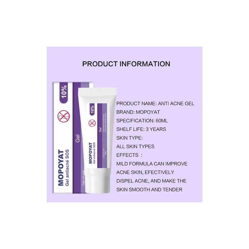 3pcs Gel Peróxido Benzoilo 10% Elimina Acné Puntos Negros