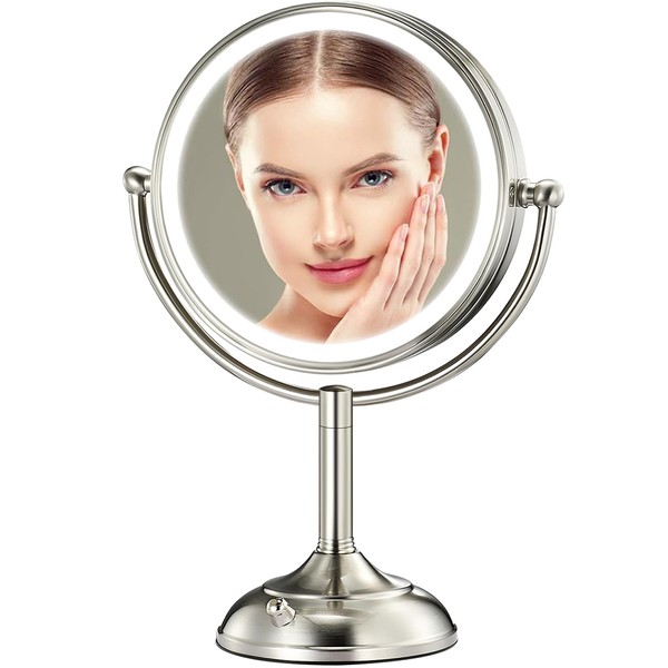 Professional 8.5" Large Lighted Makeup Mirror with Brighter Lights, 1X/10X