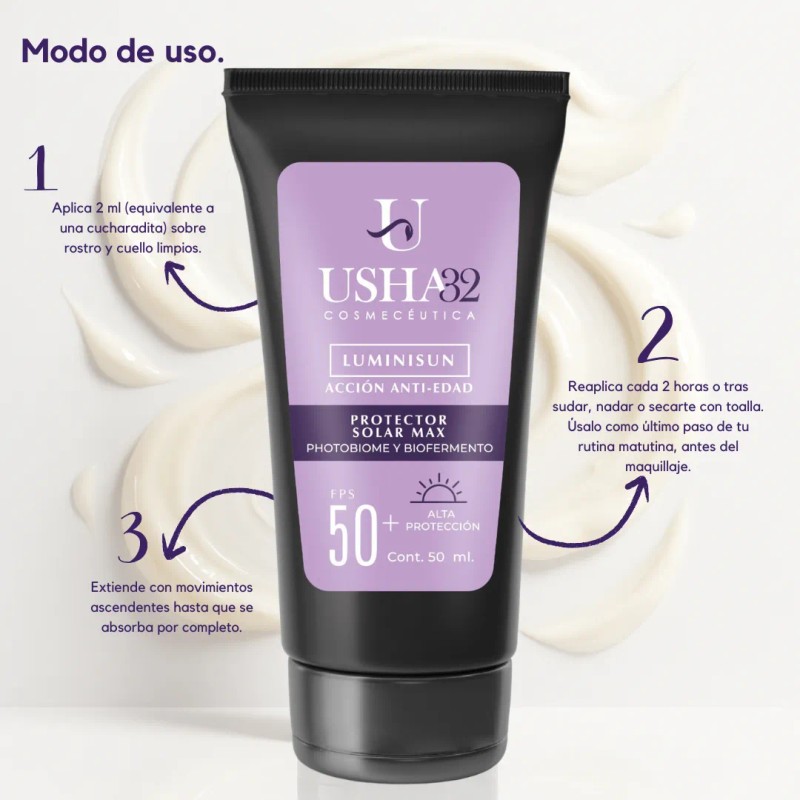 Protector Solar Facial Fps 50+ Con Biofermento Usha32