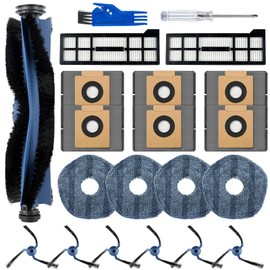 21 Pack X10 Pro Omni Replacement Parts for Eufy X10 Pro Omni Robot Vacuum Accessories, 1 Main Roller Brush, 2 Hepa Filters, 4 Mop Cloth Pads, 6 Side Brushes, 6 Dust Bags, 1 Screwdriver 1 Clean Tool
