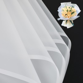 Ktxaby 20 Sheets Flower Bouquet Wrapping Paper, Waterproof Flower Wrapping Paper Floral Paper for Wedding Birthdays Party Decoration Gift Wrap DIY Arts Crafts 56 x 56 cm (White & White Edge)