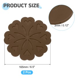 uxcell 2Pcs Silicone Trivet Mats, Flower Pattern Silicone Pad Hot Pad Pan Protectors Table Protector Heat Resistant Mat for Countertop, Hot Dishes, Hot Pots and Pans, Brown