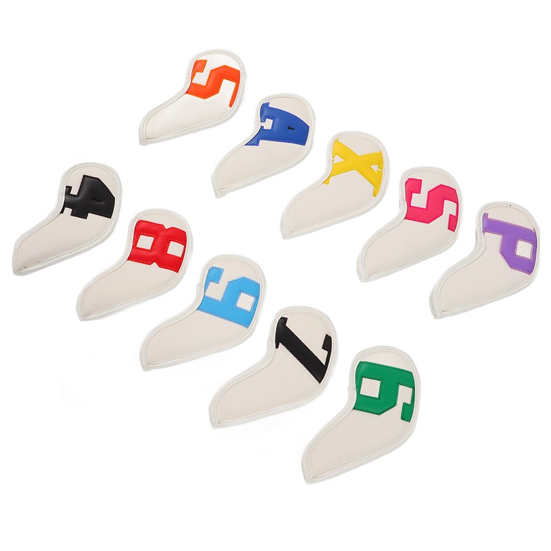 10pcs set PU Waterproof Golf Club Iron Cover Fine Sewing