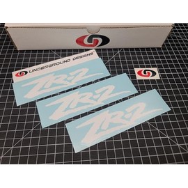 ZR2 Decals (3pk) Hood Fender 6" Mini Accent Stickers Fits 1994-2005 S10 Sonoma Blazer Tracker (Gloss White)