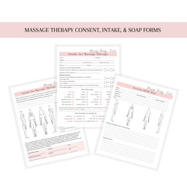 Massage Therapist Client Intake Forms Female Intake,Consent,SOAP Notes | Forms for Medical History Treatment and Technique | 75pk, 25 of Each | Dbl Sided | Aftercare Instructions, Separate Soap Notes