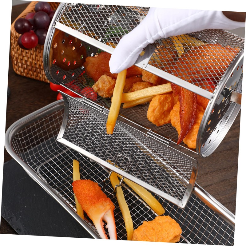 SHOWERORO Air Fryer Accessories Rotating Grill Oven Basket Stainless Steel